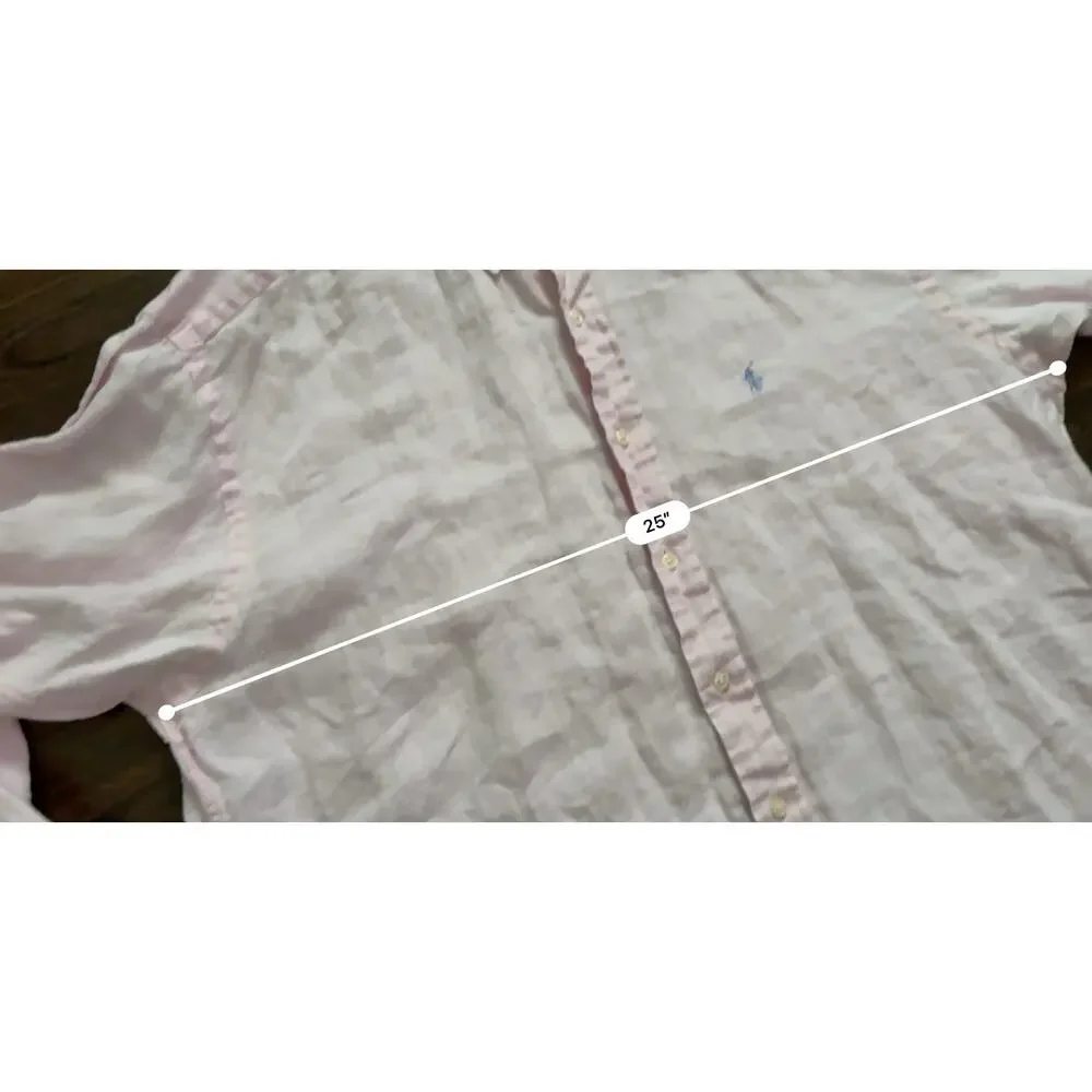 Rare Find Polo Ralph Lauren Blake Shirt 100% Linen Pink Button Down Mens Sz L